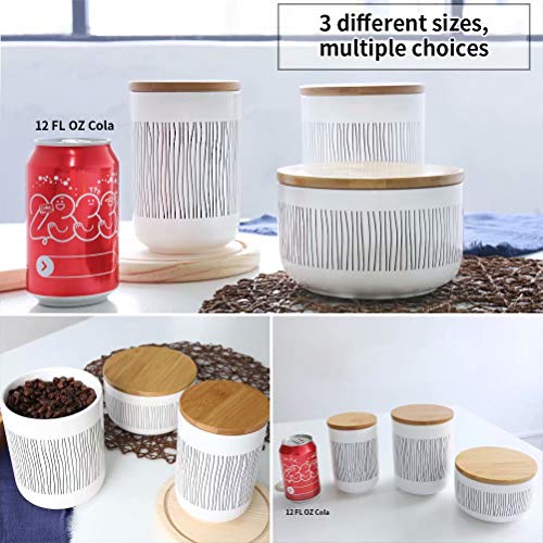 77L Food Storage Canister, 21.28 FL OZ (630 ML) Ceramic Food Storage Canister with Airtight Wooden Lid - Food Storage Jar with Round Bottom for Serving Cookie, Oatmeal, Coffee and More - Thumbnail 4