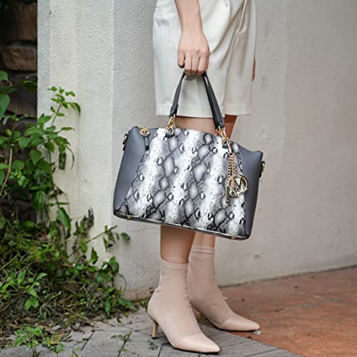 Bolso Tote para mujer con muñequera, cuero vegano con relieve de serpiente miniatura 4