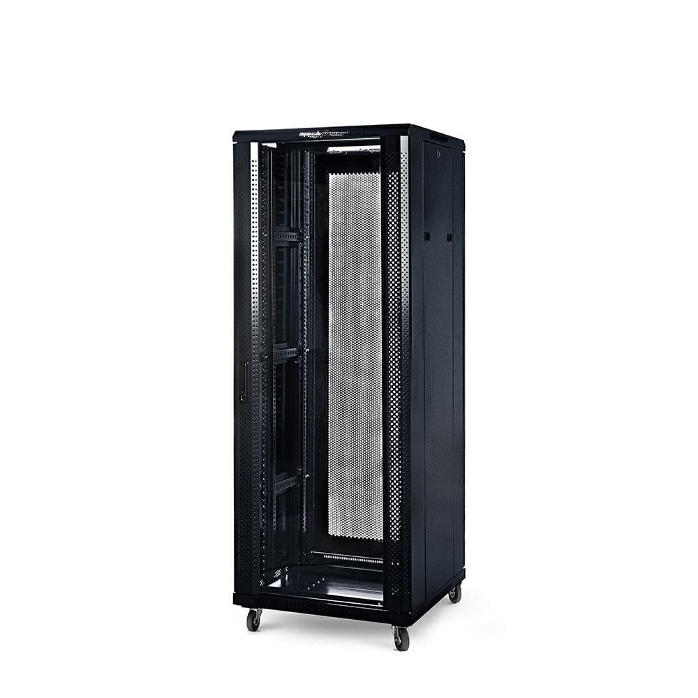 Armadio Rack 42U 800x1000x2000mm con 4 Ventole, 4 Ruote, 4 Montanti, Laterali Removibili, Nero per Server e Data Center (AR-42810FB) (42 unità / 1000 profondità / 800 larghezza)