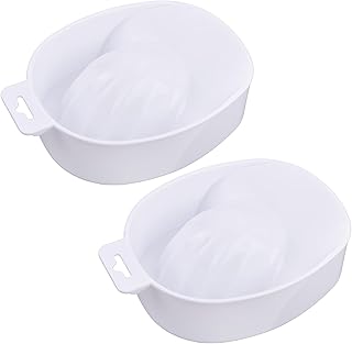Framendino, 2 Pack Nail Soak Tray Manicure Bowl Soaker Bowls White
