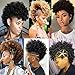 UAmy hair Afro High Puff Mohawk Ponytail Clips in Hairpieces Jerry Curly Non Drawstring Ponytail with 6 BB Clips Synthetic Fauxhawks Afro Puff Bun Afro Kinky Curly Hair Bun Warp Hair Extensions T27