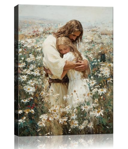 Jesus Hugging Girl Canvas Wall Art Jesus and Woman Wall