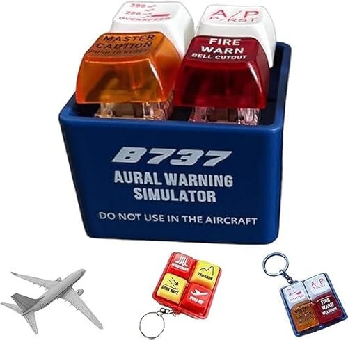 ECBLI Llavero De Alerta for Piloto Y Tripulación Con Simulador De Sonido De Advertencia Egpws, Botón De Seguridad De Cabina Luminoso, Llaveros De Alerta De Emergencia for Avión(B737)