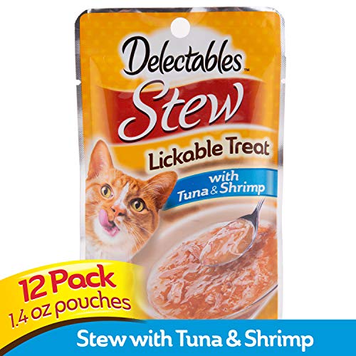 Hartz Delectables Stew Lickable Wet Cat Treats for Adult & Senior Cats, Tuna & Shrimp, 12 Count - Image 2