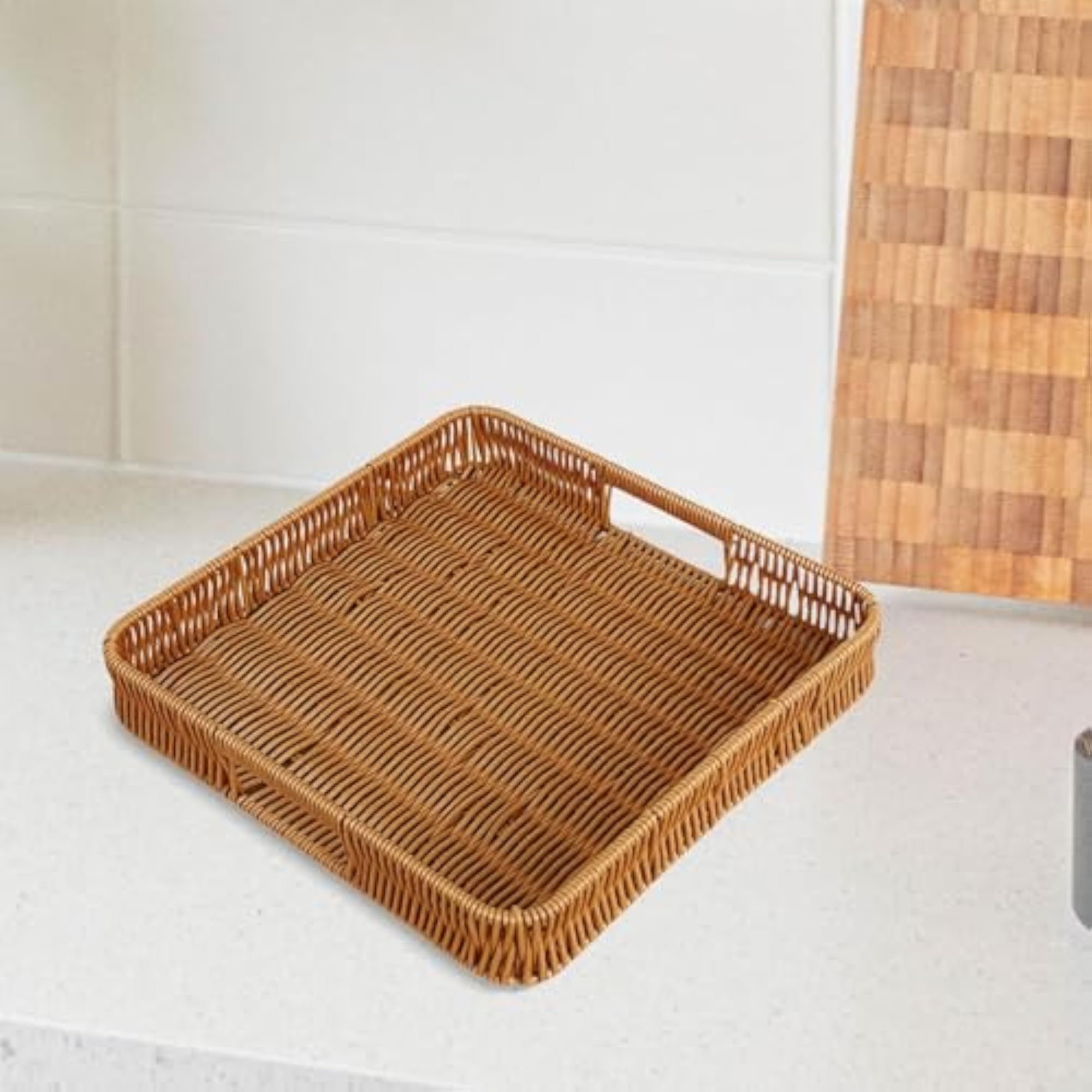 Square Serving Basket, Imitation Rattan Bread Basket