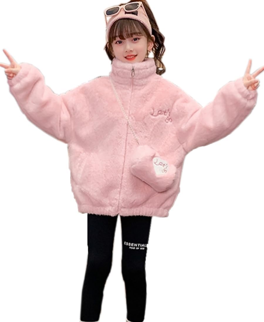 [BLZXIAN] 秋冬服 ムートンコート子供服 ボアコート 女の子 ボアジャケット フード付き ガールズ アウター ボアブルゾン 