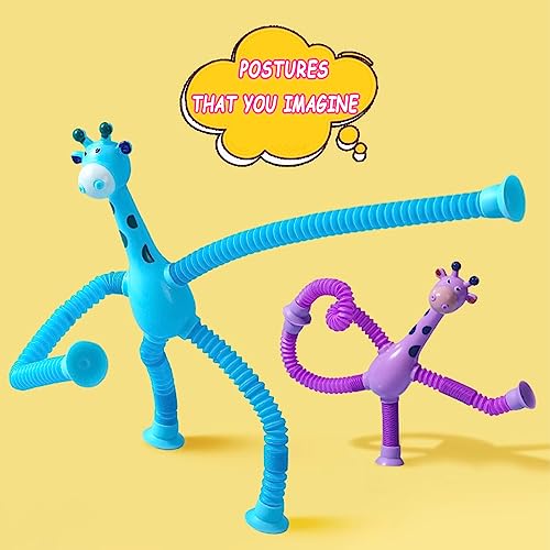 Bendable Suction Toys, Easter Basket Stocking Stuffer Set of 4 Flexible Men, Telescopic Suction Cup Robot Toy, Telescopic Pop Tubes, Fidget Tubes Sensory Toys for Girls Boys - Image 5