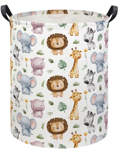 Image of Kids Laundry Basket Baby Hamper for Nursery Storage Bin Organizer (Animal)