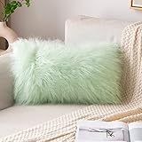MIULEE Decorative New Luxury Series Style Sage Green Faux Fur Throw Pillow Case Cushion Cover for...