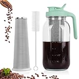 Cold Brew Coffee Maker，64 oz Wide Mouth Mason Jar Pitcher with Stainless Steel...