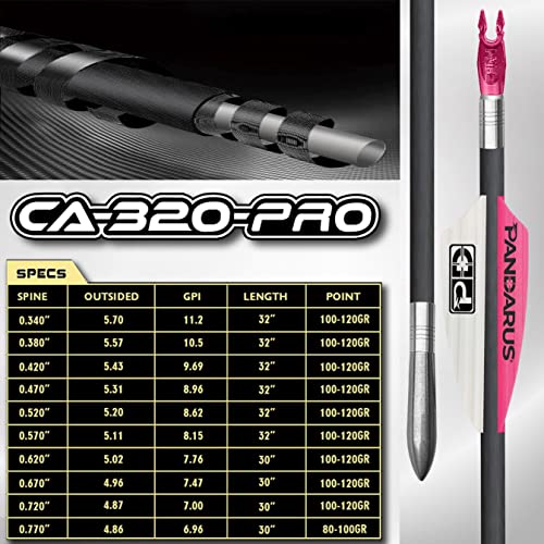 wolfman CA320/CA320 PRO Carbon Wrapped Aluminum Arrow Target Arrows 3.2 mm ± 0.0015 for Archery Competition Olympic Target Shooting (12 Pack)(Unassembled) (340, CA-320 PRO) - Image 5
