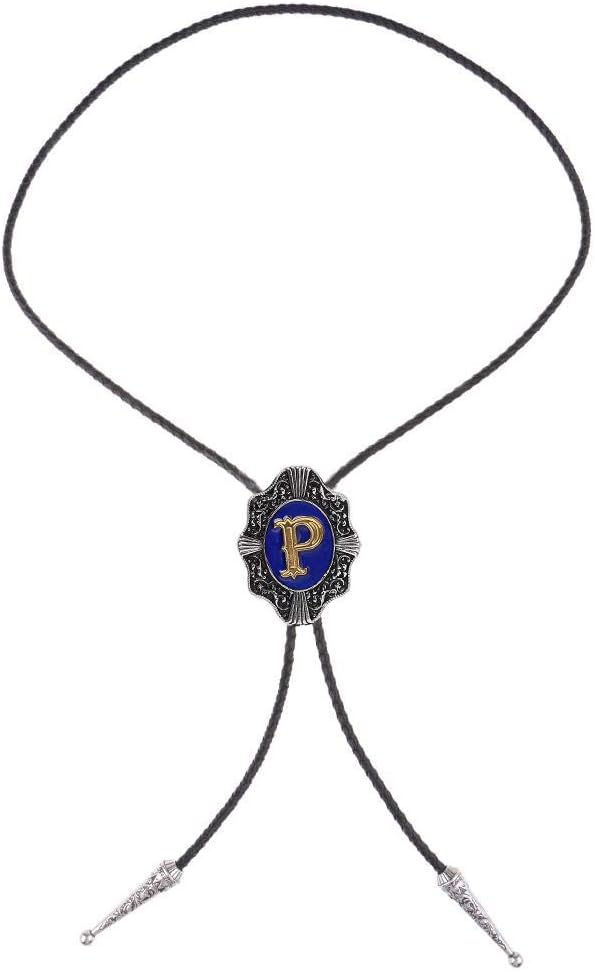 Bolo Tie for Men,Cowboy Necklace,Alphabet Letters Blue Bola Tie Bolo Tie Wedding Necklace