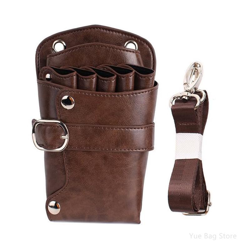 Sac pour matériel de coiffure Étui en cuir PU for ciseaux à cheveux, pochette for coiffeur, rivets, ceinture d'épaule, sac de barbier