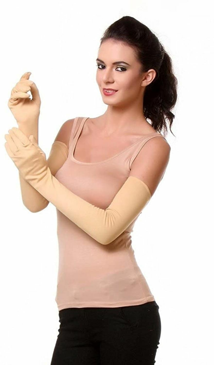 LP London paree lovely Women's Cotton Full Hand Gloves for Sun Protection (Skin, Large)-image-40