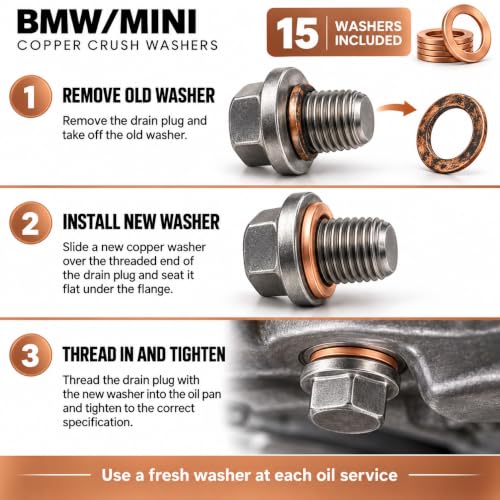 Image of 15pc M16 Oil Drain Plug Crush Washer 11137546275 Replacement for BMW /MINI