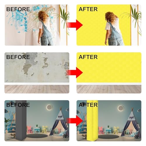 Image of 3D Brick Wallpaper for Wall | Self Adhesive PE Foam DIY Panel | Peel & Stick Decor for Home, Living, Bedroom & Office (70 x 77 cm, Appx 5.8 Sq Ft) (1, Yellow)