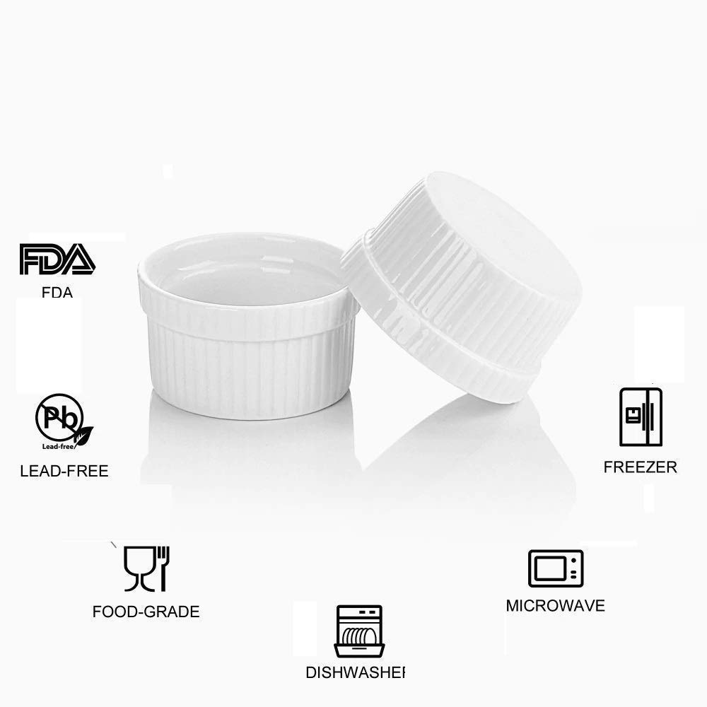 Mirakii White Bone China 100 ml Ramekin Bowl   Set of 4, for Serving Cupcake, Souffle, Pudding and Dessert - Image 6 thumbnail