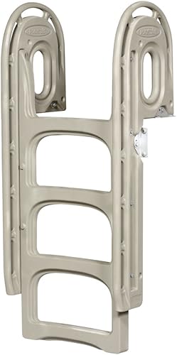 PlayStar Escalera de muelle ajustable de resina ajustable para uso en muelles estacionarios, enrollables o flotantes