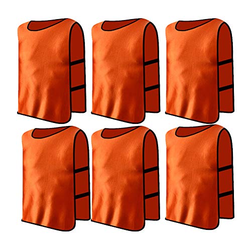 Jessedaa 13 colors Football Bibs Training Vests Training Equipment for Football/Soccer/Rugby/Netball/Team Games avaible for Juniors and Adults (Pack of 6)- Orange