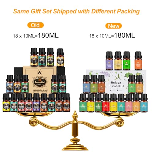 Ätherische Öle Set 18 x 10 ml, Teebaum, Lavendel, Eukalyptus, Weihrauch, Zitronengras, Rosmarin, Orange, Minze, Zitrone, Bergamotte, Ylang-Ylang, Grapefruit, Kamille, Rose, Vanille, Patchouli Salbei