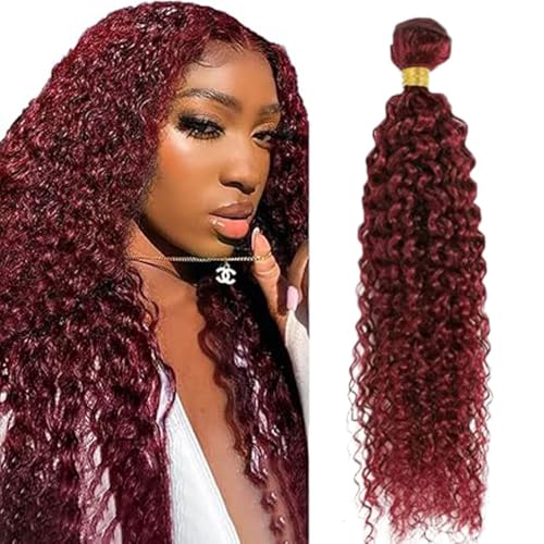 Burgundy Human Hair Bundles Wine Red 14 Inch Color 99J Bundles Human Hair Extension Curly Wave 1 Bundle Burgundy Red Unprocessed Brazilian Virgin Hair 100G/PC