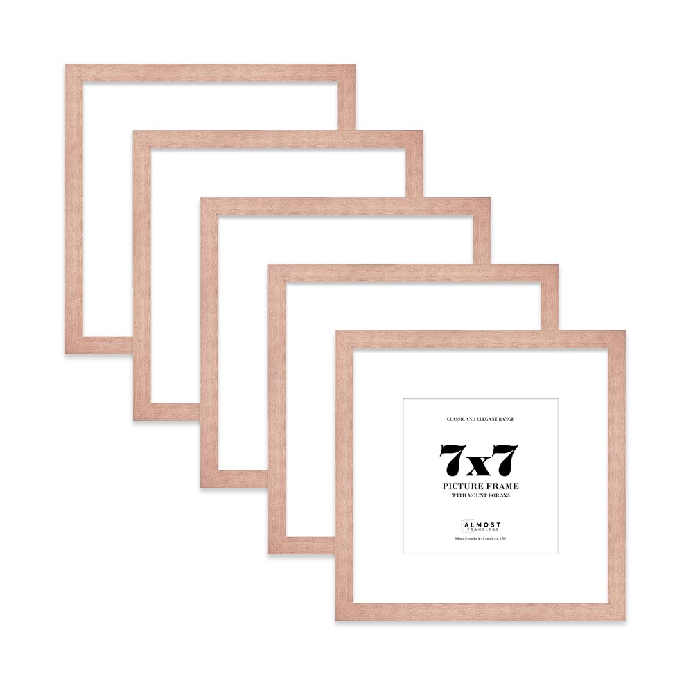 7x7 Bronze Picture Frame with Mount for 5x5 Photos, Prints - Modern Square Wall Frame, Set of 5