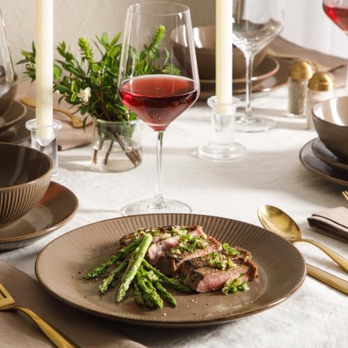 Image of Gibson Home Plates and Bowls Set, 12 Piece Dinnerware Set for 4, Brown