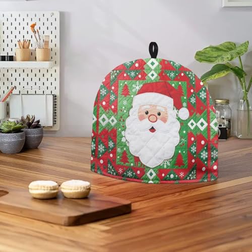 Image of Santa Claus Print Large Tea Cozy for Teapot Thick Tea Pot Cover Home Kitchen Decoration Insulated Teapot Cozy Dust Kitchen Accessories