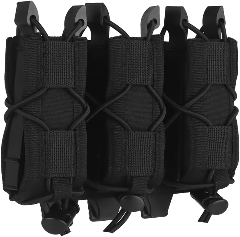 Triple 45acp Open-top Mag Pouch, Molle 9mm Quick Pull Tactical Magazine Flashlight Holster Belt Vest Mount