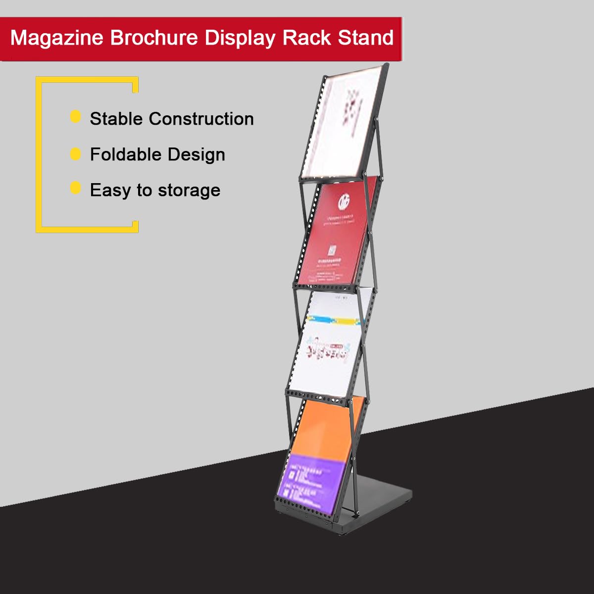 A4 Prospektständer Prospekthalter Flyer Aufsteller Faltbar Broschürenständer 4-Lagige Zeitschriftenregal Display Zeitschriftenständer Katalogständer aus Metall Messetheke Infoständer