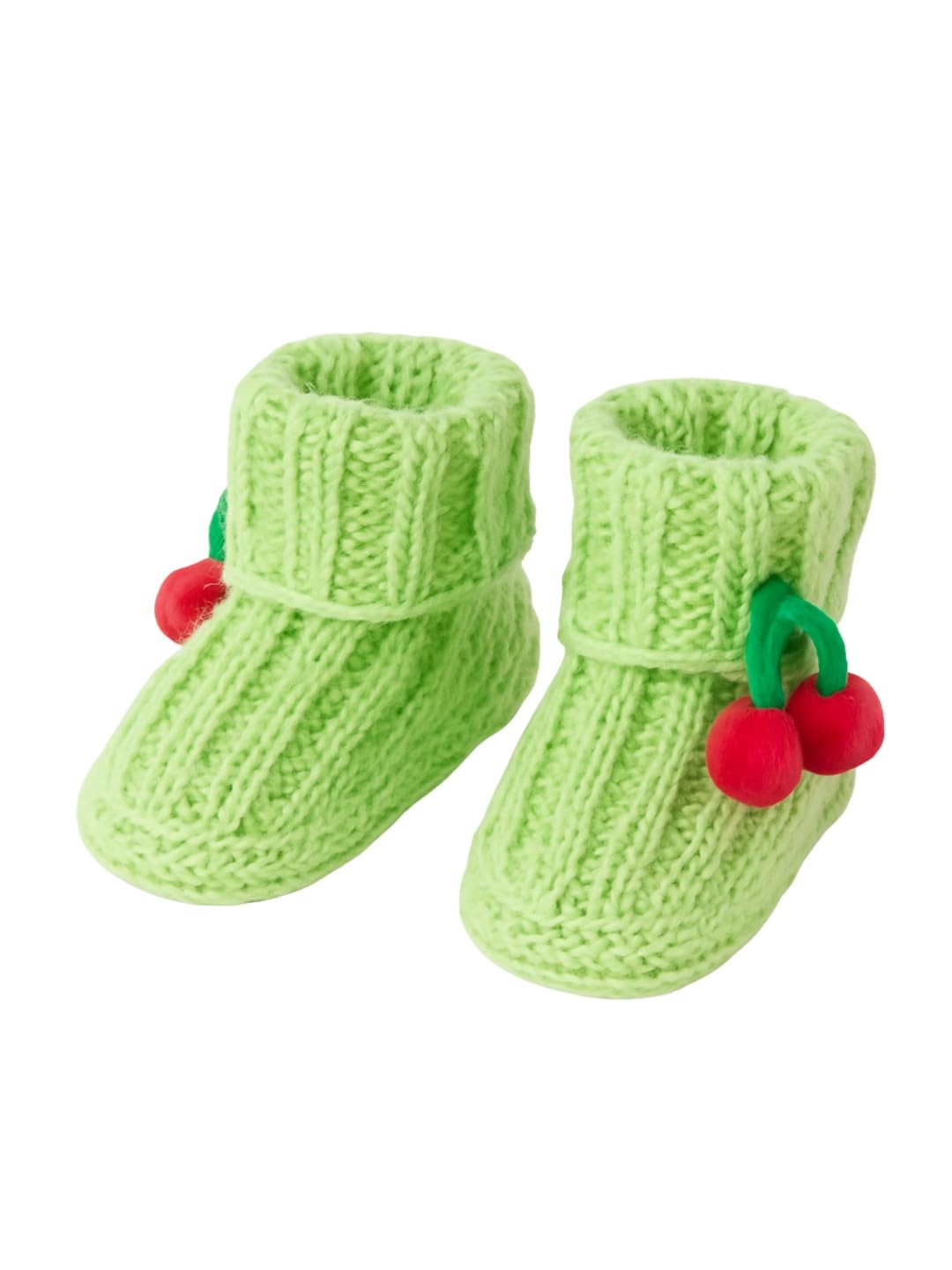 Hand-Knitted Wool Baby Booties (0-6 Months) – Soft & Warm Newborn Winter Shoes with Cute Cherry Detail | Unisex Cozy Footwear-image-9