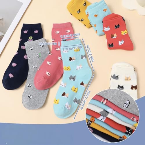 Utensilsto 8 Paar Socken Damen 35-38 Lustige Bunt Socken Damensocken mit Tier Motiv Witzige Cartoon Baumwollsocken Geschenke für Frauen Katzenliebhaber Geschenkideen bunt