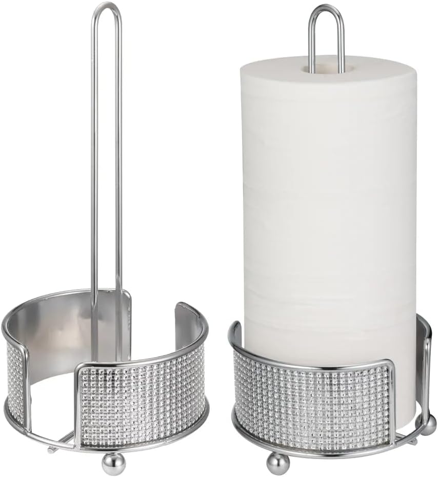 Kitchen Sense Paper Towels Holder Chrome Freestanding Countertop Towel Paper Holder Pave Diamond Design