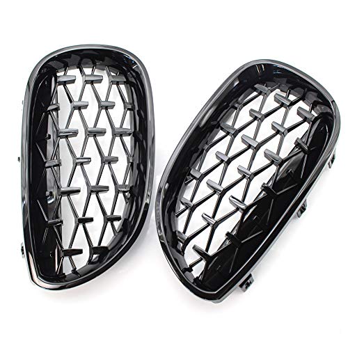 Calandre avant pour BMW E60 série 5 2003-2009 grille d'aération noir brillant style diamant - 3