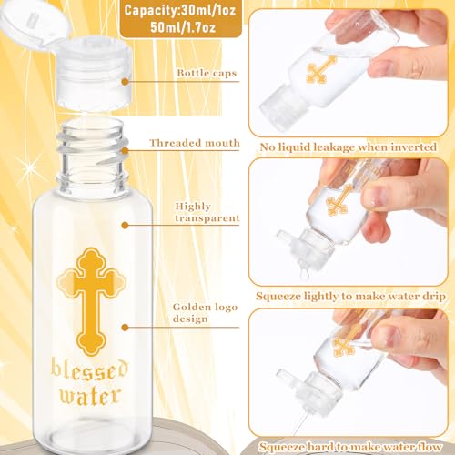 Botella de agua bendita Chuangdi con cruz dorada para primera comunión, 50 ml, 100 piezas miniatura 4