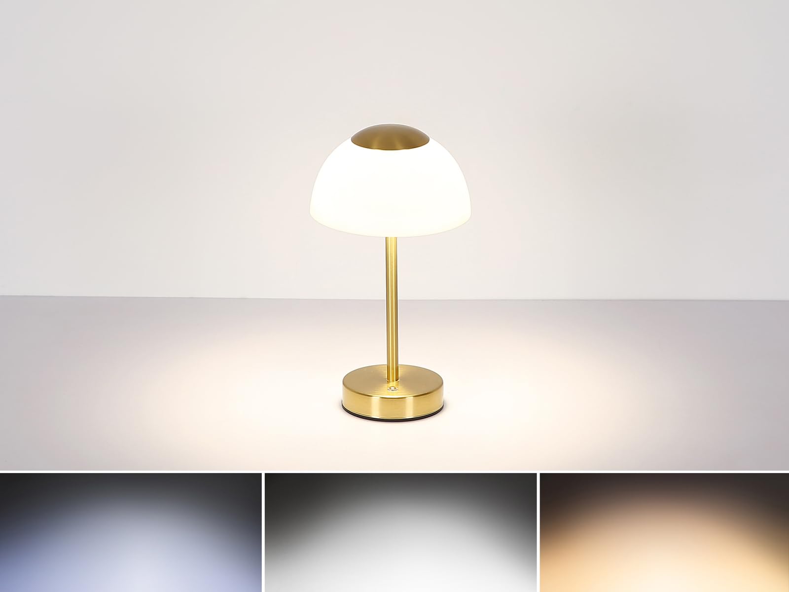 2er Set dimmbare Akku Tischleuchten per USB aufladbar, Messing Höhe 31cm