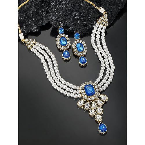 Image of Peora Crystal Faux Pearl Jewellery Gift Set for Women