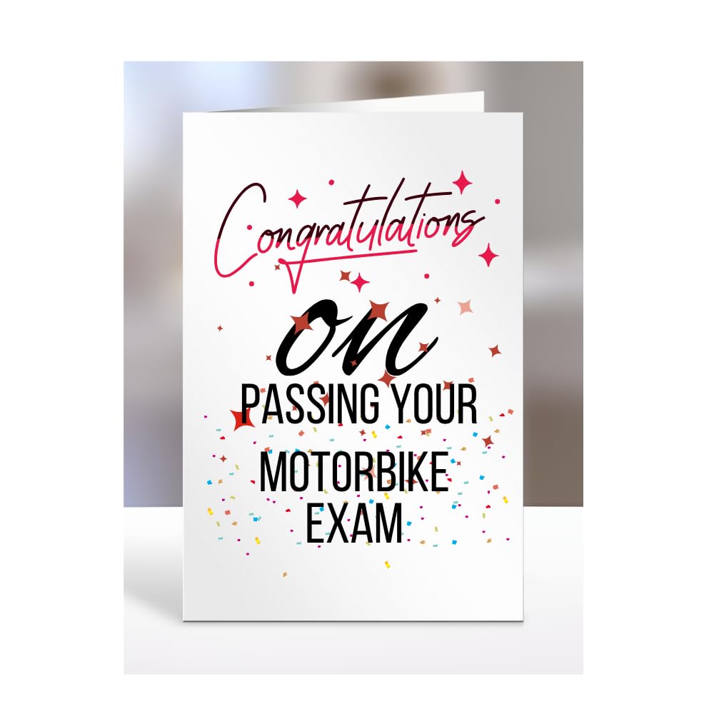 Congratulations on passing your MOTORBIKE EXAM Card, Gifts for Men or Women, Presents for Christmas, Greetings Card, Him, Her, Female, Male, A5-115_70