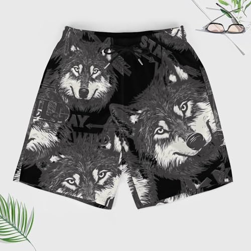 Stay Wild Wolf Adventure Men's Board Shorts Swimsuit Beach Pants Swimwear Bathing Suits3