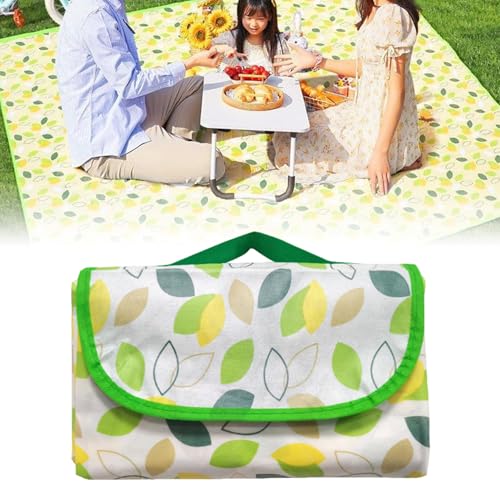 Manta Picnic Impermeable 100x150CM, Alfombras de Playa, Esterilla Plegable con Asa, Ultraligera, Tapete Portátil para Pícnic y Barbacoa