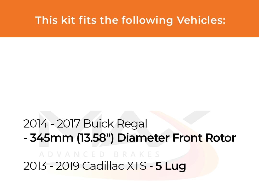 Max Advanced Brakes Front Brake Kit Compatible With 2013-2017 2018 2019 Cadillac XTS 5 Lug Compatible With Buick Regal Replacement Premium OE Disc Brake Rotors and Ceramic Brake Pads