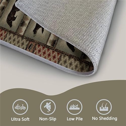 Rustic-Wildlife-Runner-Rug-Retro-Lodge-Forest-Wild-Animals-Bears-Maple-Leaf-Decoration-Hallway-Rugs-Cabin-Theme-Beige-Long-Carpet-for-Indoor-Entryway-Kitchen-Bathroom-Laundry-2x10ft Rustic Wildlife Runner Rug Retro Lodge Forest Wild Animals Bears Maple Leaf Decoration Hallway Rugs Cabin Theme Beige Long Carpet for Indoor Entryway Kitchen Bathroom Laundry 2x10ft