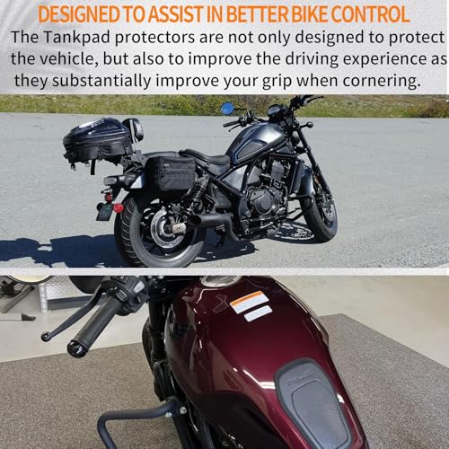 Image of Motorcycle REBEL 1100 CMX 1100 Accessories Side Fuel Gas Tank Cover Anti-slip Protector Stickers Knee Grip Traction Pads fit for Ho&n&da Rebel CMX1100 2021 2022 2023 2024 2025 2026 (Black A)