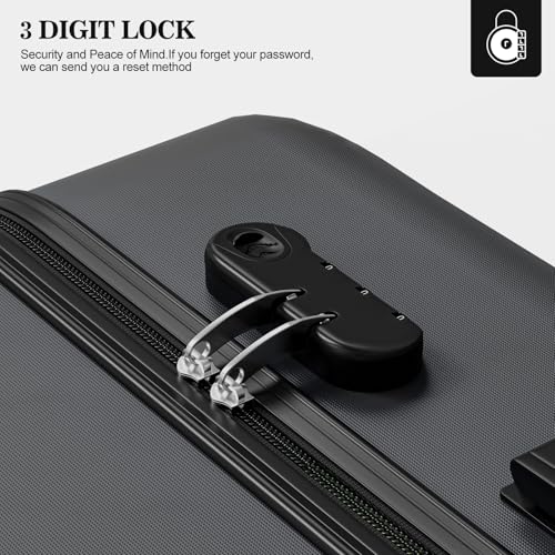 Apelila 4 Piece Hardshell Luggage Sets,Travel Suitcase,Carry On Luggage with Spinner Wheels Free Cover&Hanger Inside4PC (Wave Black)