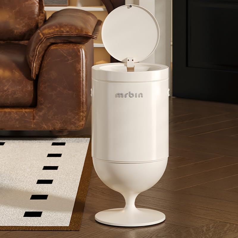 Miniatura 6 de MRBIN Bote de basura de metal con sensor de movimiento para baño con tapa, cesta de basura automática en forma de copa de vino de 5.3 galones, sin