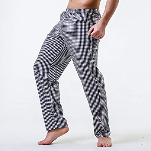 Ouruikia Men’s Cotton Pajama Pants Plaid Loung Sleep Pants Lounger Sleeping Pajama Bottoms with Pockets2