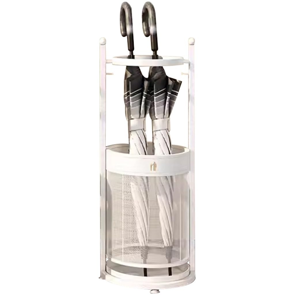SBZIOJHDR umbrella stand, Cylindrical Umbrella Stand, Office Large Capacity Grid Basket(White)