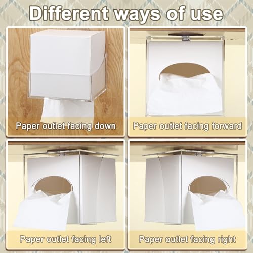 Geelin 2 Pcs Tissue Box Holder Wall Mount Acrylic Dispenses Tissue Box Shelf Gloves Wipes Paper Napkins Organizer Upward or Downward for Kitchen Bathroom Office Rv (Clear) - Thumbnail 4