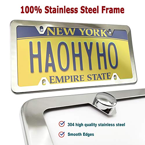 Bggtmo License Plate Cover Frame- Clear Flat License Plate Shield & Stainless Steel Car Tag Holder, Rustproof Unbreakable Novelty Protector With Mount Screws, Chrome Caps, 1 Set For Front Or Rear #TOP1