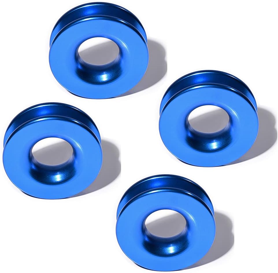amopacorp Set 4X Blue Recovery Ring Shackle 41000 LBS Winch Snatch Block Pulley Towing for 3/8" Soft Shackle Winch Ropes 1/2" ATV UTV SUV Truck
